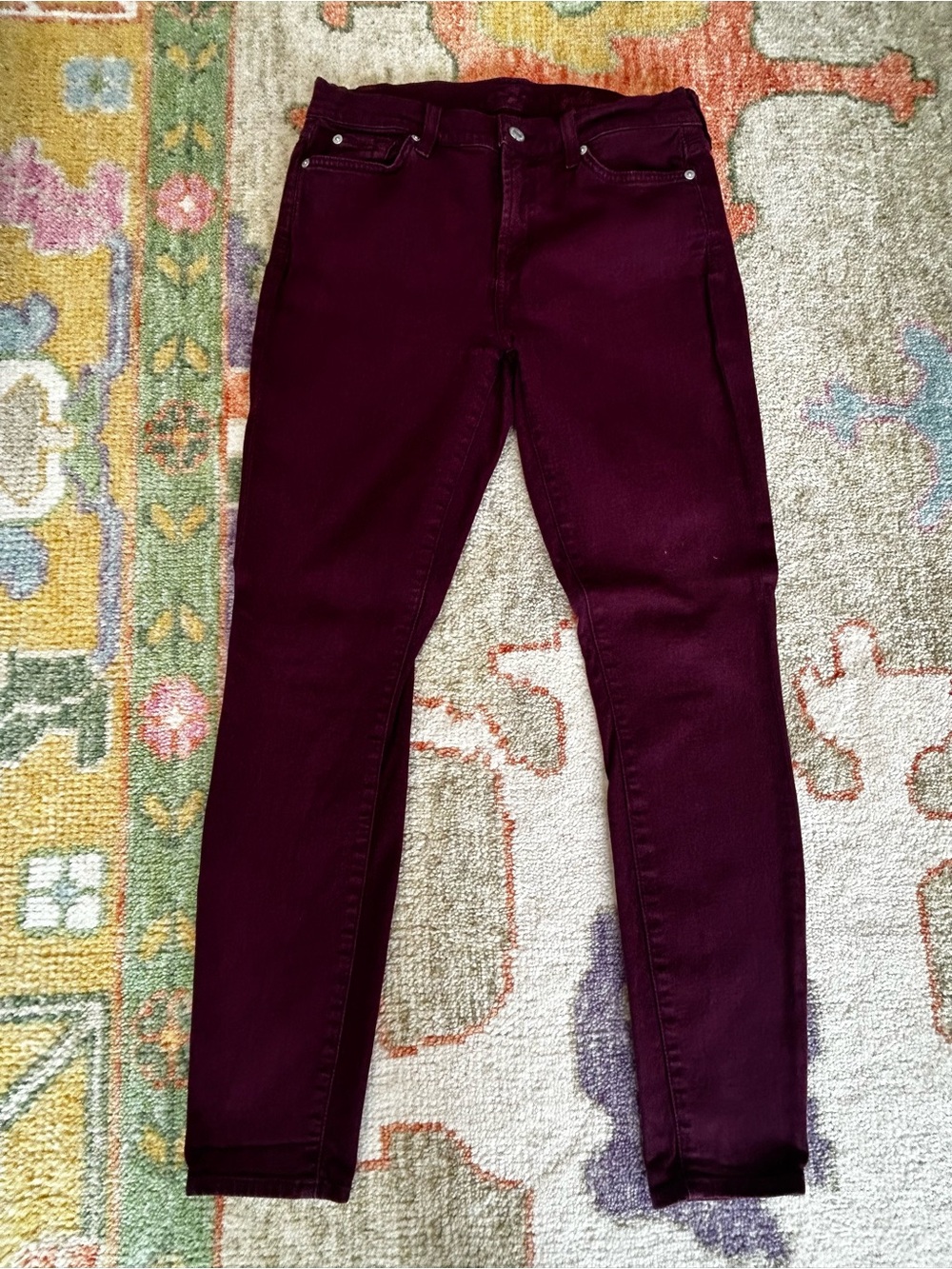 7 for All Mankind Ankle Length Jeans in Wine/Burgundy